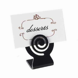 Cal-Mil 248-13 Table Number/Card Holder, 2" W x 2 1/2" H, swirl style, ABS black