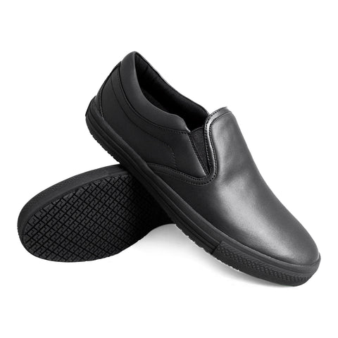 Genuine Grip 2060 Men's Retro Slip-On, Slip Resistant Work Shoes, Black