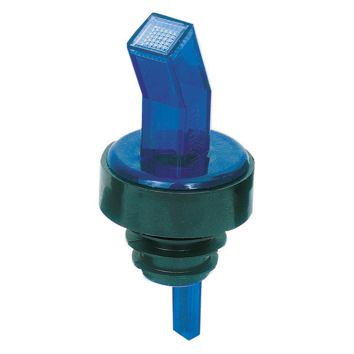 Spill-Stop 313-05 Ban-M Screened Pourer®, blue with black collar, Made in USA