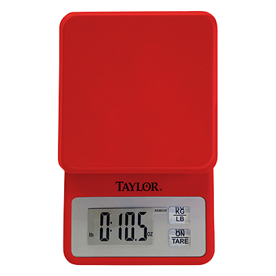 Taylor 3817R Red Portion Control Scale, compact digital kitchen, 11 lb x .1 oz., 5 kg x 1 g