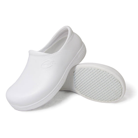 Genuine Grip 385 Women's Injection Clogs, Slip Resistant Work Shoes, White