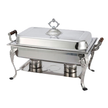 Winco 408-1 Crown Full Size 8 Qt, Chafer with Lift-off Lid, Stainless Steel