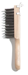 Carlisle 4577900 Scratch Brush, 11" long, 5-1/2"L x 1-1/8"H carbon steel bristle trim, end-scraper, heavy-duty wood handle