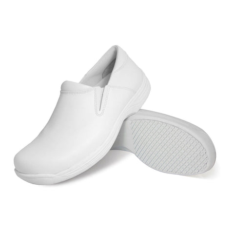 Genuine Grip 475 Women's Slip-On, Slip Resistant Work Shoes, White
