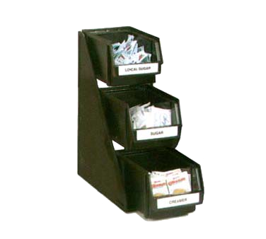 Vollrath 4842-01 Condiment Self-Serve System Set, 3 tier, three 8" bins & clips, plastic construction, brown