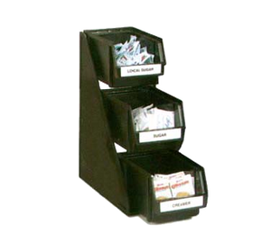 Vollrath 4842-06 Condiment Self-Serve System Set, 3 tier, three 8" bins & clips, plastic construction, black