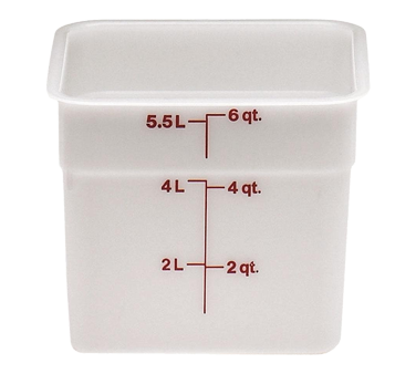 Cambro 6SFSP148 CamSquare Food Container, 6 Qt Plastic Natural White, NSF