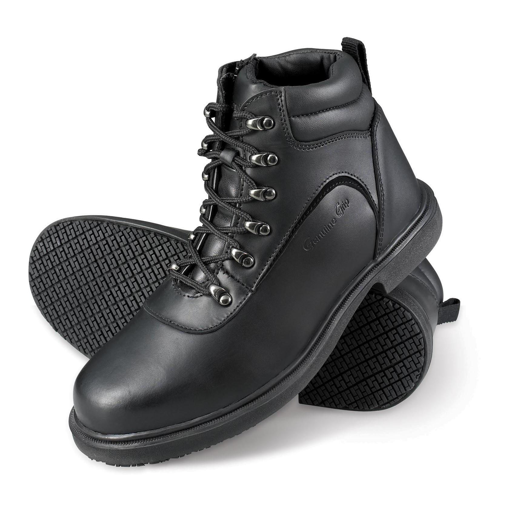 Genuine Grip 7130 Men's Steel Toe Zipper Work Boots,  Slip Resistant, Black