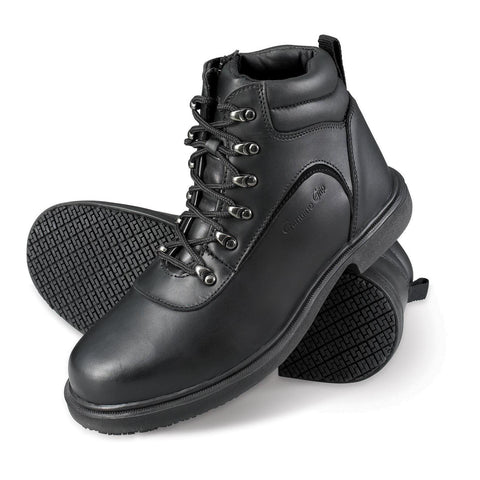 Genuine Grip 7130 Women's Steel Toe Zipper Work Boots,  Slip Resistant, Black