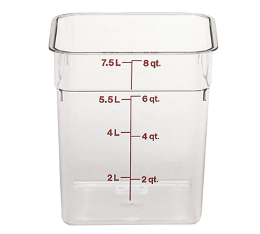 Cambro 8SFSCW135 CamSquare Food Container 8 Qt. 8 x 9 Plastic Clear, NSF