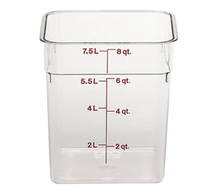 Cambro 8SFSCW135 CamSquare Food Container 8 Qt. 8 x 9 Plastic Clear, NSF