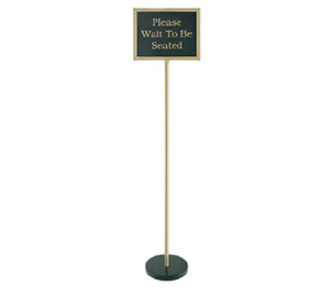Chef Master 90039 Chef-Master™ Teller Sign, 60"H, (8) double sided 11" x 14" P.V.C., signs store within frame, aluminum frame, steel pole, steel base, brass finish