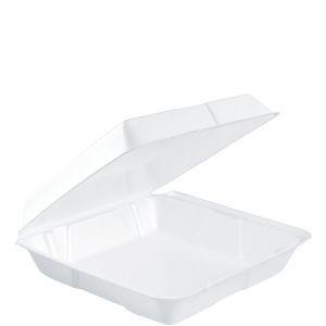 Dart 95HT1 Insulated 1 Compartment Foam Hinged Lid Containers 9 1/2" x 9" x 3", 200 Per Case