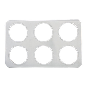 Winco ADP-444 Adapter Plate, 21"W x 13"D, (6) 4-3/4" holes, fits 2-1/2 quart insets, stainless steel