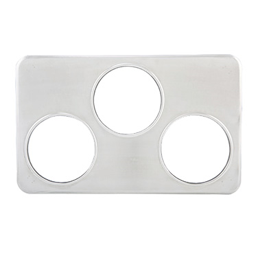 Winco ADP-666 Adapter Plate, 21"W x 13"D, (3) 6-3/8" holes, fits 4 quart insets, stainless steel