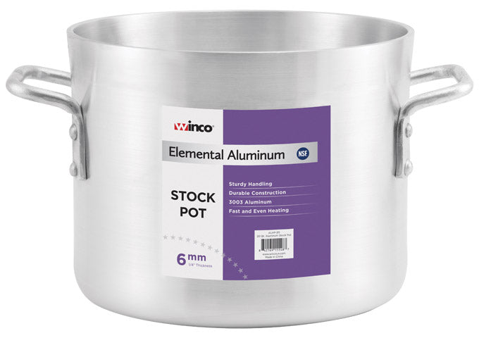 Winco ALHP-20 Elemental Stock Pot, 20 qt., 12-1/8" x 10-1/2", 6mm, 3003 Aluminum, NSF