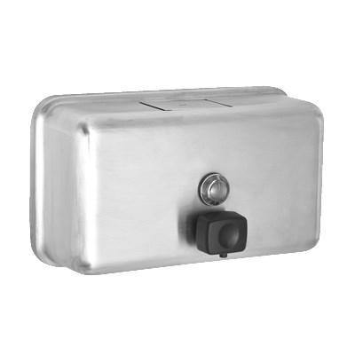 Alpine 424-SSB, 40 Oz Horizontal Wall-Mount Liquid Soap Dispenser, Manual, Stainless
