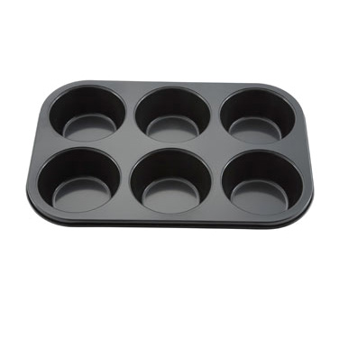 Winco AMF-6NS Muffin Pan (6 Cup), Non-Stick Carbon Steel