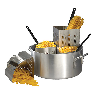 Winco APS-20 Pasta Cooker, 20 qt. Pot, 14" x 7", Includes (4) Stainless Steel Insets
