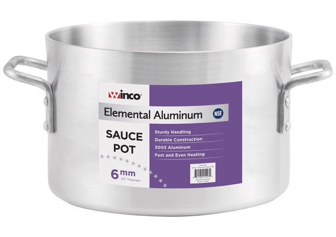 Winco ASHP-34 Elemental Sauce Pot, 34 qt., 16-1/4" x 9-7/8", 6mm, 3003 Aluminum, NSF