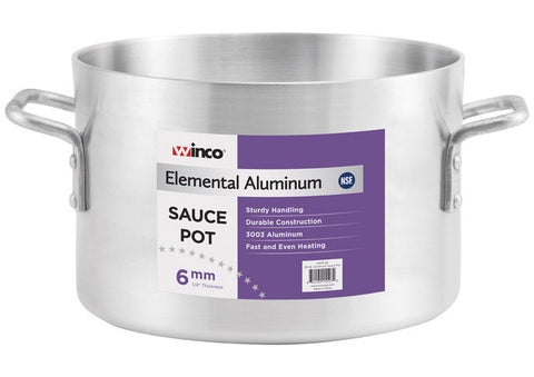 Winco ASHP-26 Elemental Sauce Pot, 26 qt., 14-1/8" x 10", 6mm, 3003 Aluminum, NSF