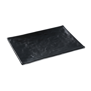 Yanco BP-2016 Black Pearl Plate, 16" x 10-1/4", rectangular, Asian style, melamine, black