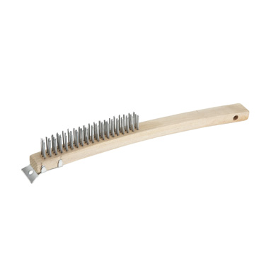 Winco BR-319 Wire Brush - 14"Length, 3 x 19 Rows of Wire, Steel Bristles