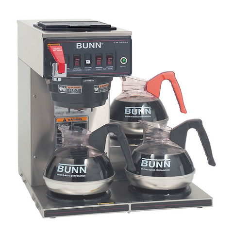 BUNN 12950.0212 CWTF15-3 Coffee Brewer, Automatic, Brews 3.9 Gallons Per Hour, with 3 Warmers, 120v