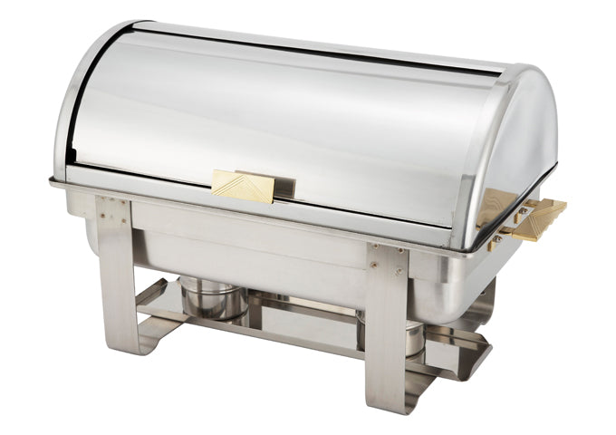 Winco C-5080 Full Size Chafer w/ Roll-top Lid & Chafing Fuel Heat