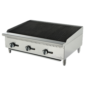Migali C-CR36 Natural Gas Charbroiler 36"W, Lava Rock Over Cast Iron Radiants