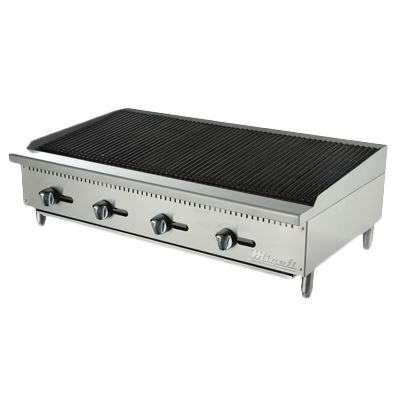 Migali C-CR48 Natural Gas Charbroiler - 48"W, Lava Rock Over Cast Iron Radiants