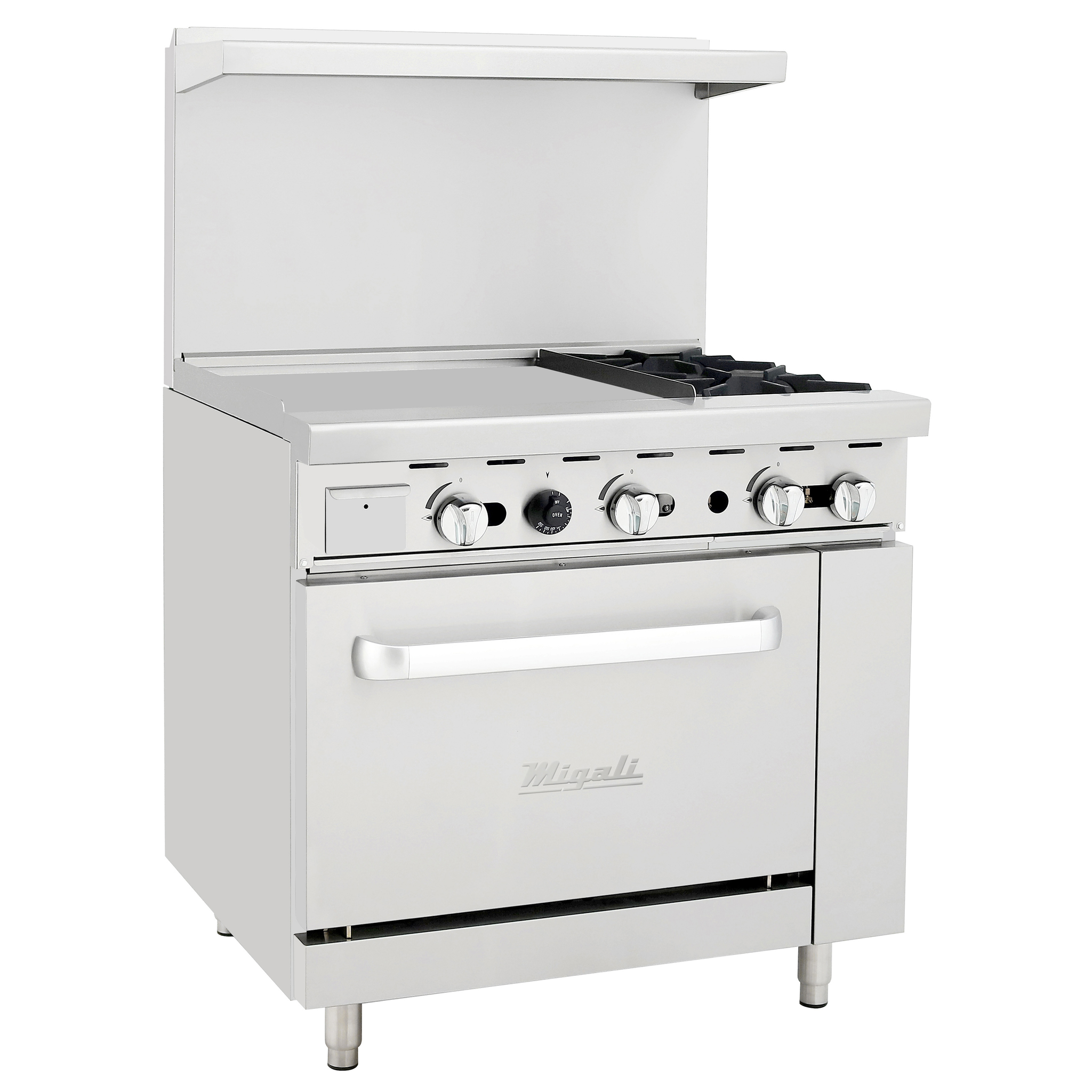 Migali C-RO2-24GL-NG Competitor Series® Range with Griddle - Natural Gas 36”W, (2) Burners, (1) 24” Griddle, (1) Oven