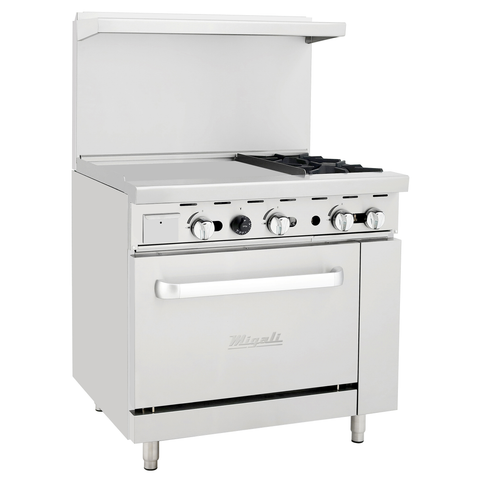 Migali C-RO2-24GL-LP Competitor Series® Range with Griddle - Liquid Propane, 36” W, (2) Burners, (1) 24” Griddle, (1) Oven