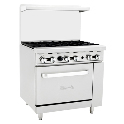 Migali C-RO6-NG Competitor Series® Natural Gas Range - 36” W, (6) Burners, (1) Oven