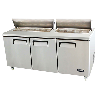 Migali C-SP72-30BT-HC Competitor Series® Three-Section Refrigerated Counter/Big Top Sandwich Prep Table 115v/60/1-ph