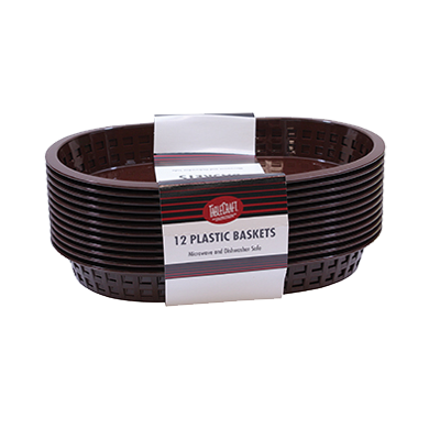 TableCraft Products C1076BR Chicago Oval Baskets, Plastic, Brown
