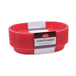 TableCraft Products C1076R Chicago Oval Baskets, Plastic, Red