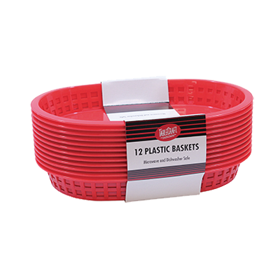 TableCraft Products C1076R Chicago Oval Baskets, Plastic, Red