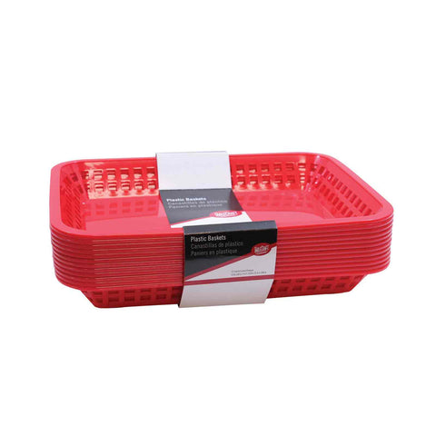 TableCraft Products C1079RA Rectangular Serving Baskets, Plastic, Red