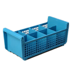 Carlisle C32P114 OptiClean™ Perma-San™ Flatware Basket, 17-1/16" x 7-3/4" x 6-7/8", 8-compartments (3-1/2" x 3-1/2"), polypropylene, blue, NSF