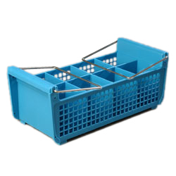 Carlisle C32P214 OptiClean™ Perma-San™ Flatware Basket, 17-1/16" x 7-3/4" x 6-7/8", 8-compartments (3-1/2" x 3-1/2"), polypropylene, blue, NSF