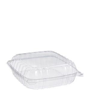 Dart C95PST1 ClearSeal® Hinged Lid Containers 9" x 9.5" x 3", Clear