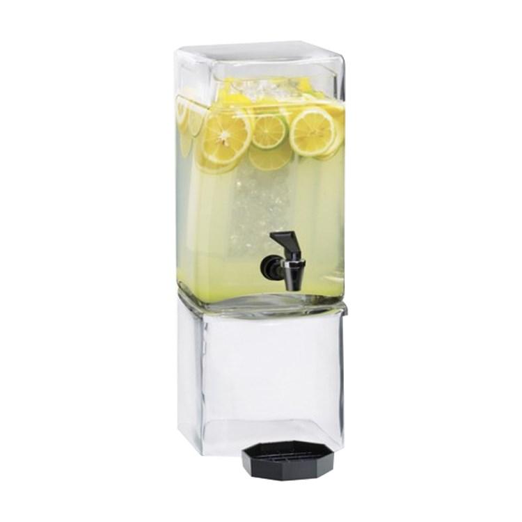 Cal-Mil 1112-1 1.5 Gallon Square Glass Beverage Dispenser with Ice Chamber