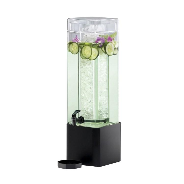 Cal-Mil 1112-3A-13 3 Gallon Square Acrylic Beverage Dispenser with Black Metal Base