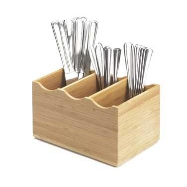 Cal-Mil 1244 Bamboo Cutlery Holder with 3 Slots, 4.75"H