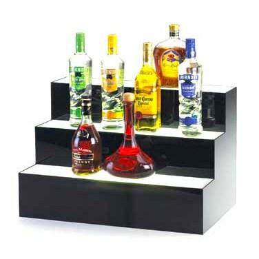 Cal-Mil 1269 3 Tier Lighted Bottle Display - Acrylic, Black
