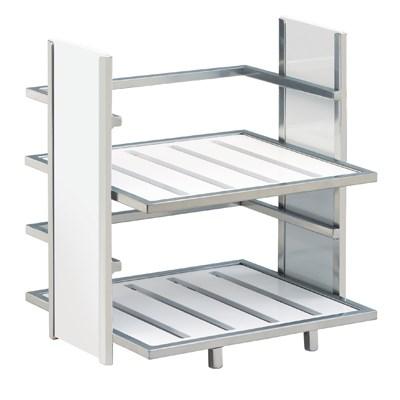 Cal-Mil 1278-15 2 Tier Display Stand, Silver/White Bamboo