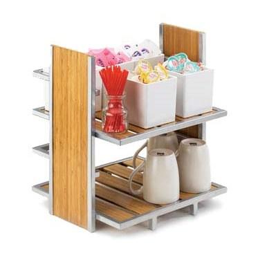 Cal-Mil 1278 2 Tier Display Stand, Silver/Bamboo