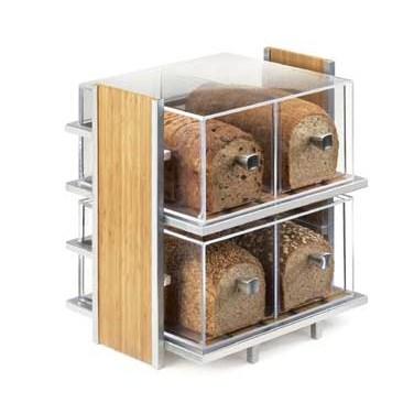 Cal-Mil 1279 Eco Modern Bread Box Display with 2 Tiers, Silver Wire & Bamboo