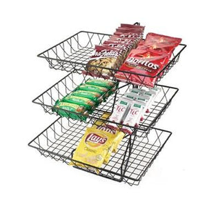 Cal-Mil 1291-3 3 Tier Display & Server Stand with Wire Baskets, 18 X 22" H, Black